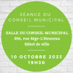 Séance du conseil municipal du 10 octobre 2023 – 19H30