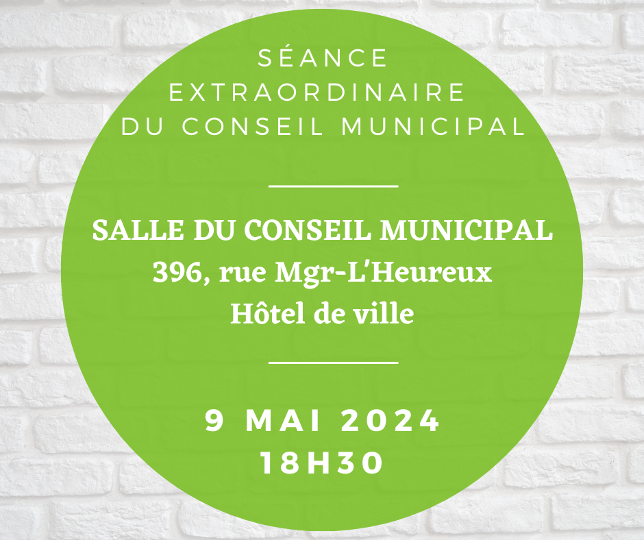 Lire la suite à propos de l’article Séance extraordinaire du conseil municipal – 9 mai 2024- 18h30