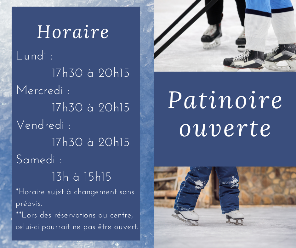 Lire la suite à propos de l’article Horaire patinoire