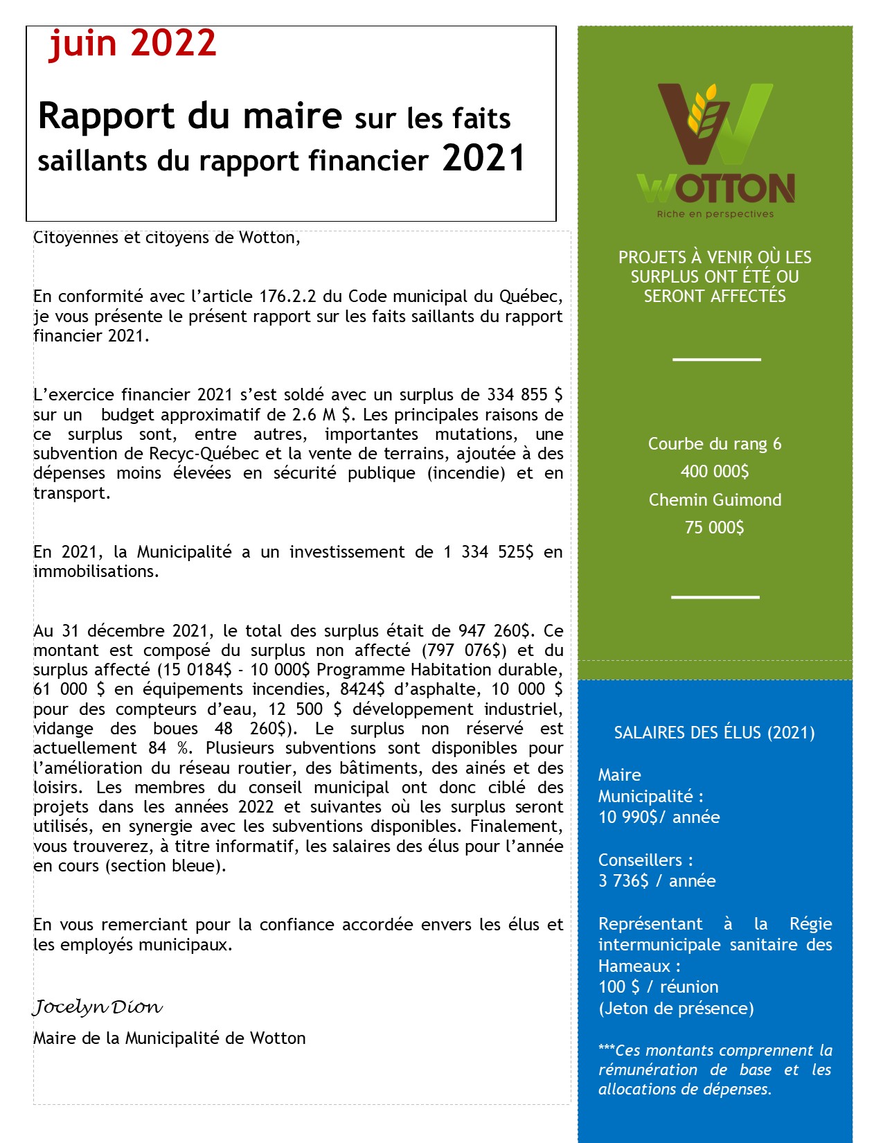 Lire la suite à propos de l’article Rapport du maire 2022