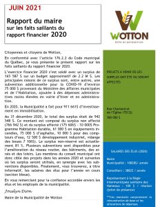 Lire la suite à propos de l’article Rapport du maire 2021